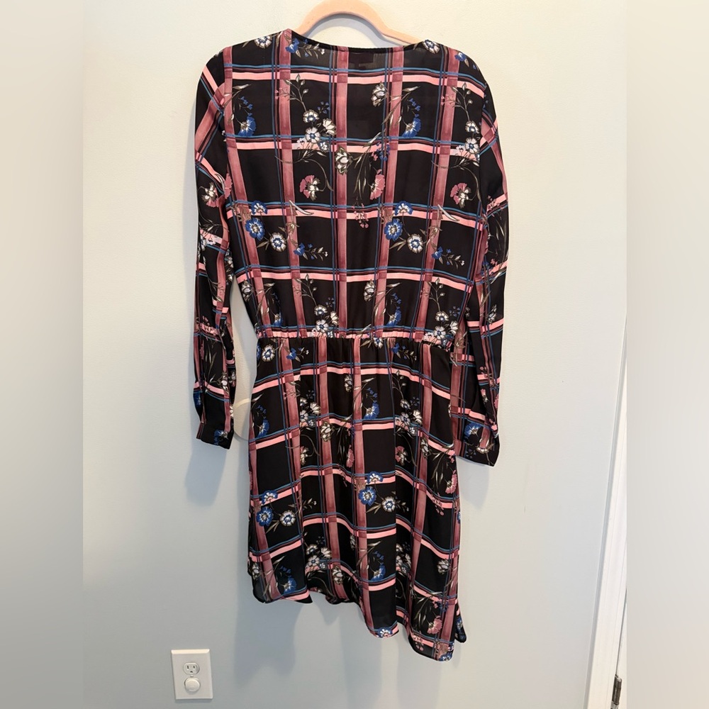 NWT Parker Painterly Plaid Asymmetrical Long Sleeve Midi Dress Medium Fairycore - Picture 4 of 7